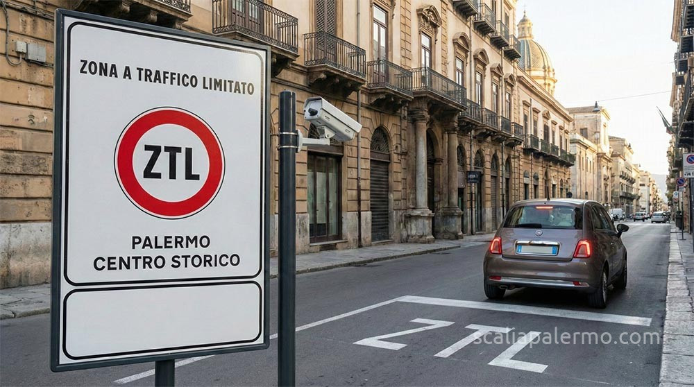 The Ultimate Guide to Palermo ZTL: Map, Times, Fines, and Where to Park 1 Palermo ZTL restricted traffic zone sign and security camera
